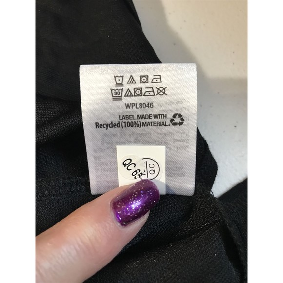 Alfani Womens Blouse Black Pattern Sheer Sz M V-Neck 7” Side Slits Business Top - Picture 11 of 12